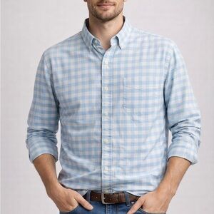 Lands' End Light Blue Gingham Button-Down Shirt